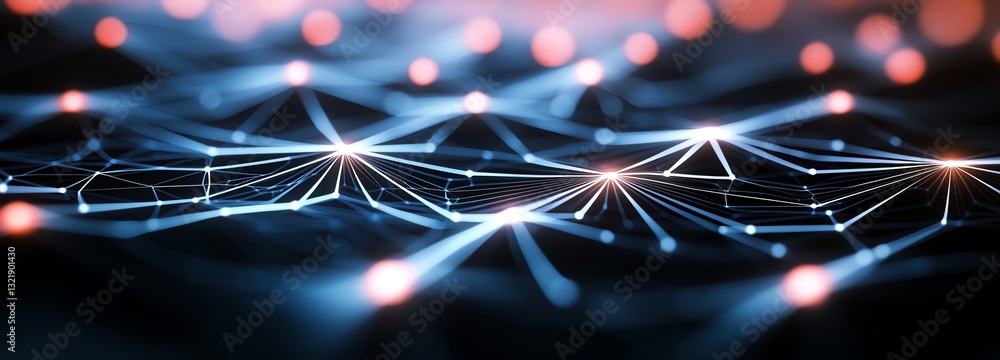 Poster an abstract representation of interconnected nodes and glowing lines, symbolizing data transfer and 