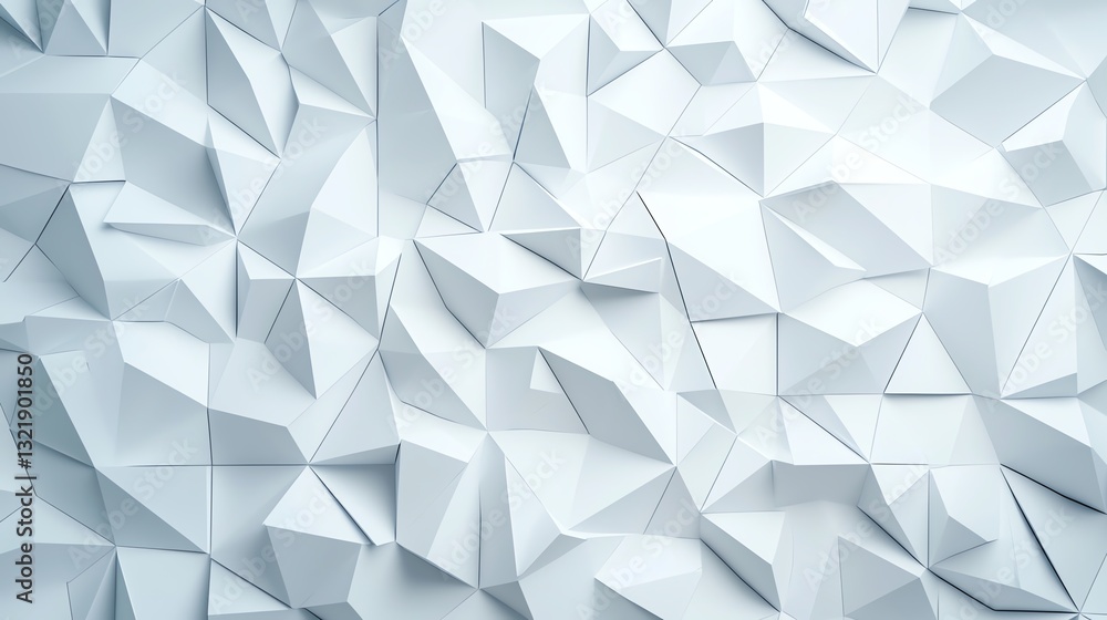 Poster abstract geometric pattern featuring a three-dimensional white surface composed of varying triangula