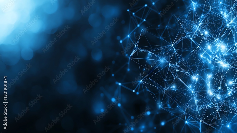 Poster an abstract representation of digital connections, featuring glowing blue lines and nodes. this imag