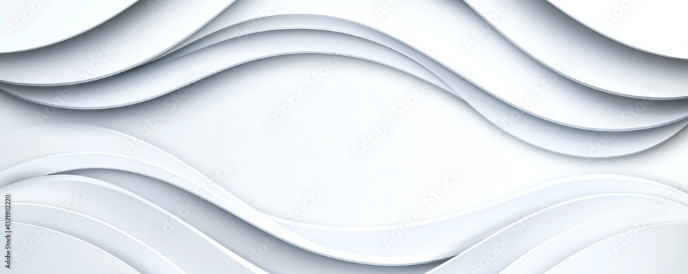 Poster this image features a modern abstract design with flowing waves and smooth lines in white. it create
