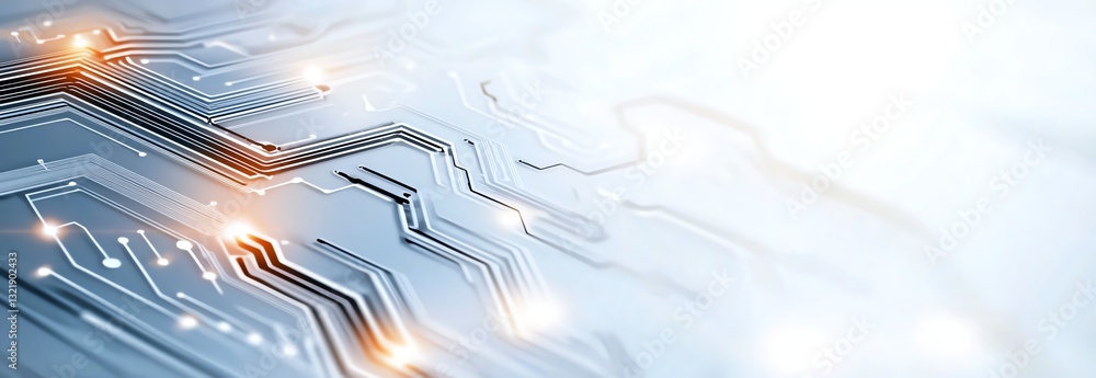 Poster abstract close-up of a circuit board with glowing connections, illustrating innovation and advanced 