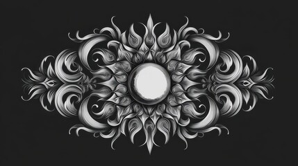 Elaborate floral design with a central circular white element