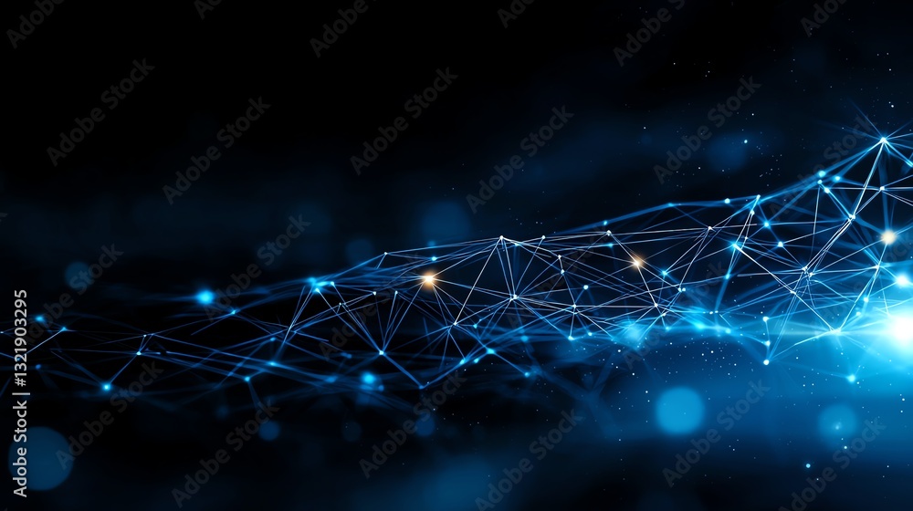 Poster abstract digital background featuring glowing connections and geometric patterns, symbolizing data f