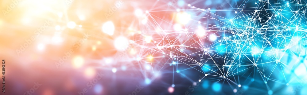 Aufkleber an abstract representation of digital connections and data networks, showcasing vibrant colors and d