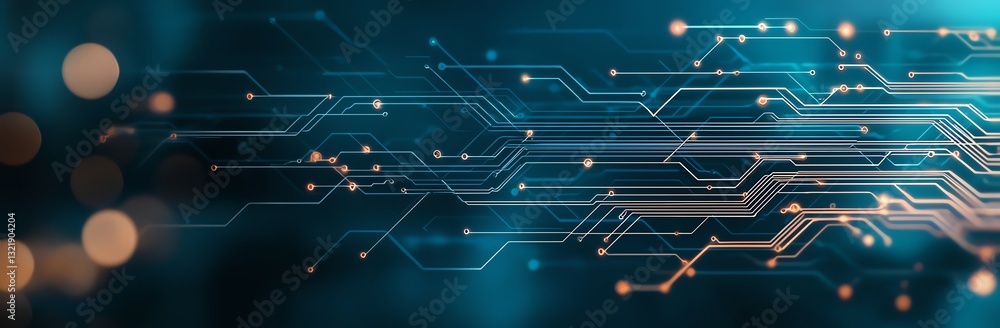 Aufkleber a futuristic digital background showcasing intricate circuitry patterns and glowing lights, symboliz