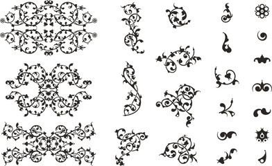 Floral ornamental arabesque designs vector set in traditional Oriental style. Black and white luxury vintage page decorations, great for backgrounds, wedding invitations, greeting cards, wallpapers.