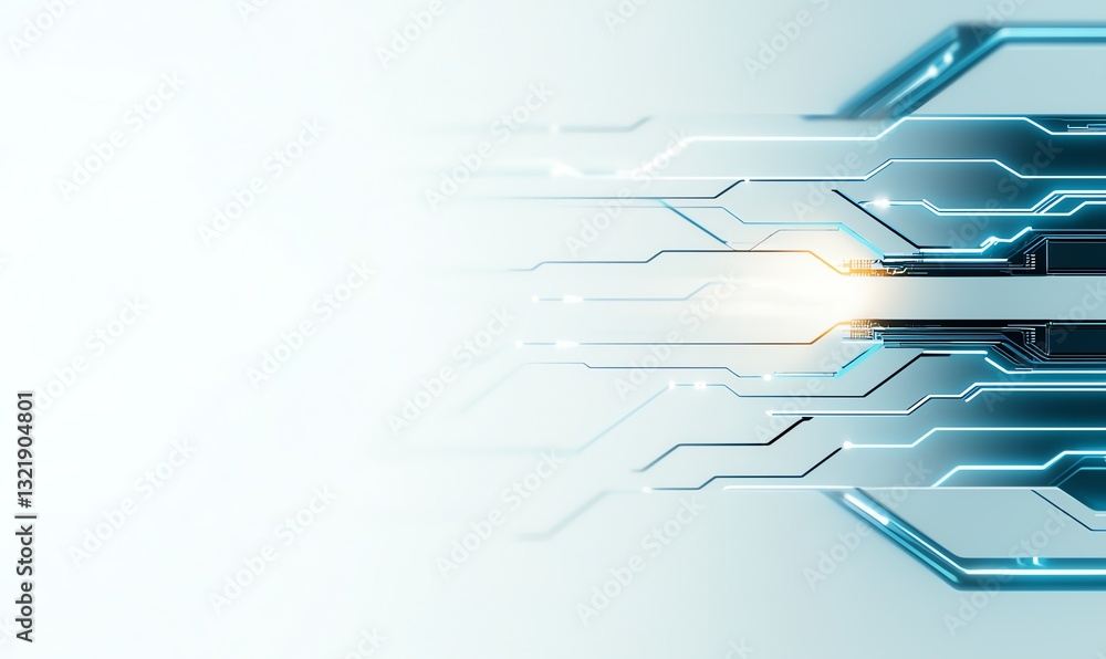 Poster futuristic digital circuit board design showcasing advanced technology concepts. ideal for represent