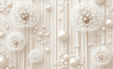 3D modern wallpaper with beige stripes and white circles