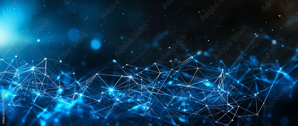 Poster abstract digital background featuring interconnected lines and glowing nodes, representing the conce