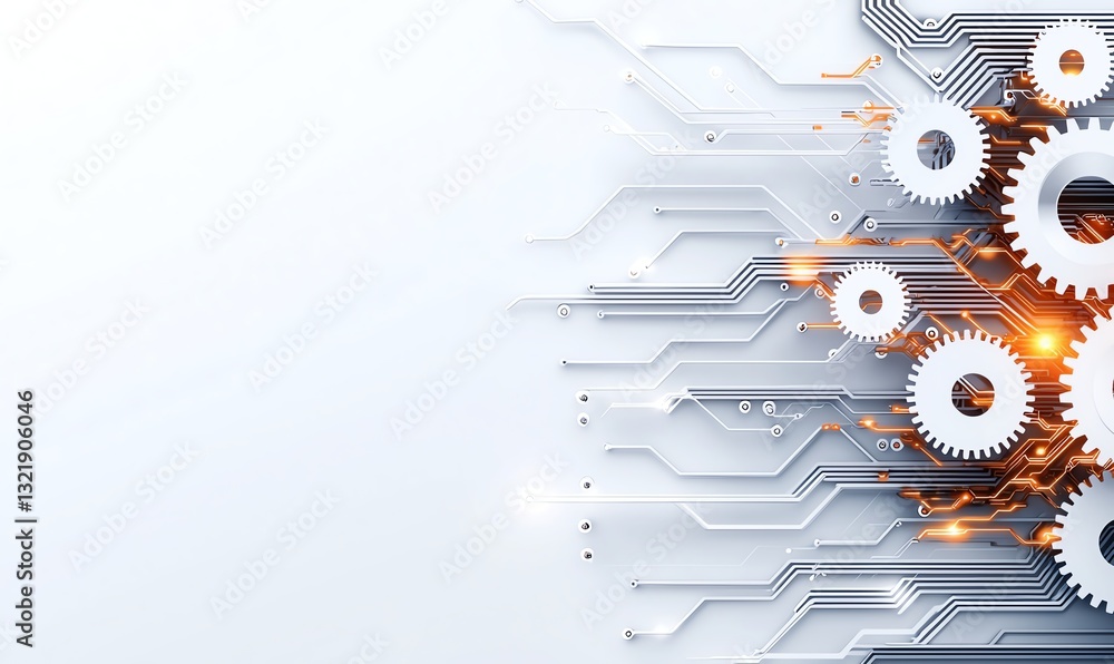 Poster a detailed image showcasing gears and circuit patterns, symbolizing the fusion of mechanical enginee