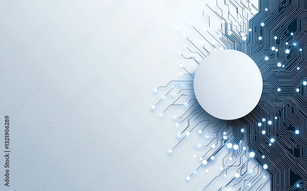 Poster abstract technology background featuring a circular shape surrounded by intricate circuit patterns a
