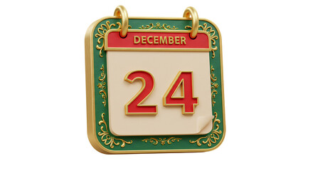 Calendar Showing December 24th Awaits Christmas Holiday Celebration Time