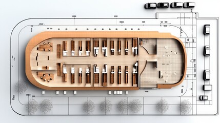 Obraz premium Architectural Blueprint of Oval Office Building Interior