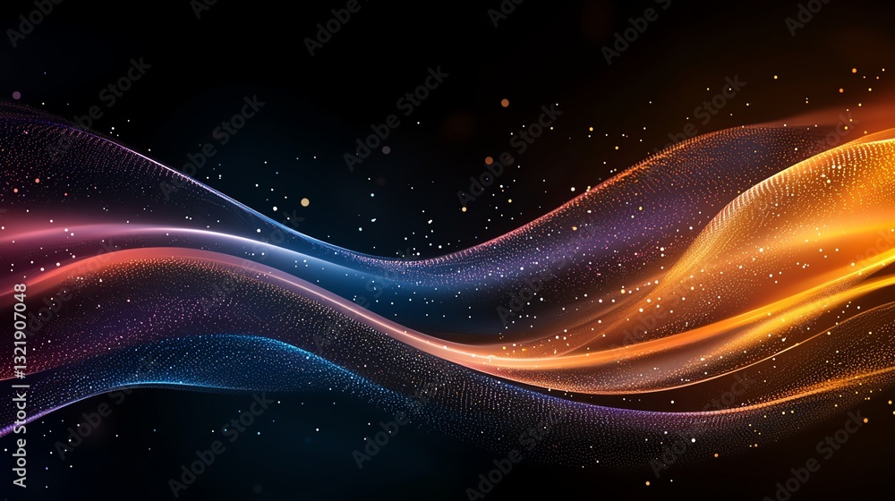 Poster a stunning abstract background showcasing colorful waves of light flowing seamlessly across a dark c