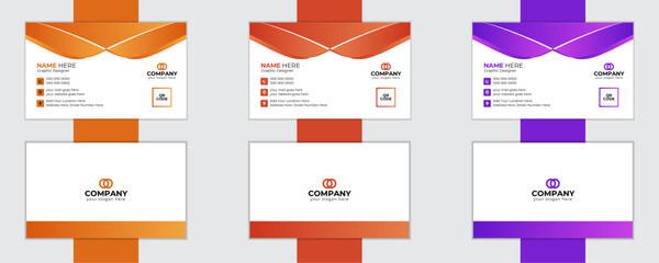 Double sided horizontal simple modern business card design. Creative portrait name card vector template design.