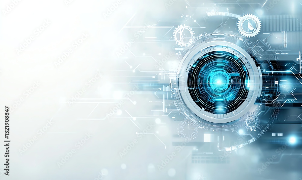 Poster futuristic technology background featuring a glowing circular element. perfect for visual projects r