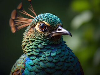 Obraz premium vibrant peacock displaying iridescent feathers and intricate details