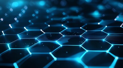 Obraz premium A close-up view of a futuristic hexagonal grid with glowing blue lines