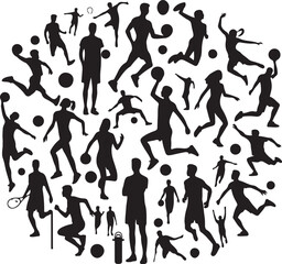 Dynamic Silhouette Sport Vector Black & White Athletic Graphics