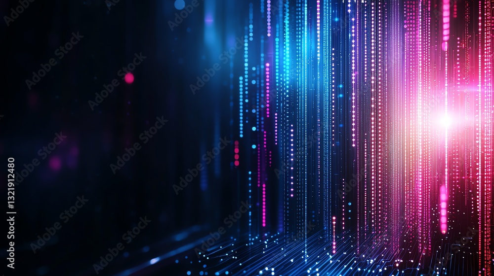 Poster vibrant and dynamic abstract technology background featuring colorful light streaks and glowing part