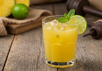 Fototapeta premium Lemonade drink on a rustic background.