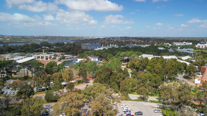 Aerial view of Joondalup Campus, showcasing modern architecture and green spaces in Western Australia