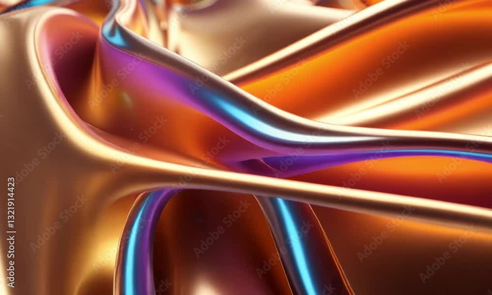 Aufkleber flowing metallic textures creating a mesmerizing fusion of gold and blue reflections with smooth cur
