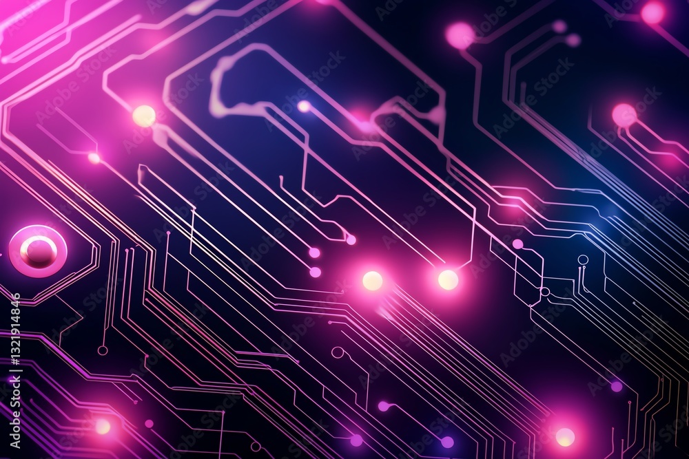Aufkleber a vibrant close-up of a modern circuit board, featuring intricate patterns and glowing lights in sha
