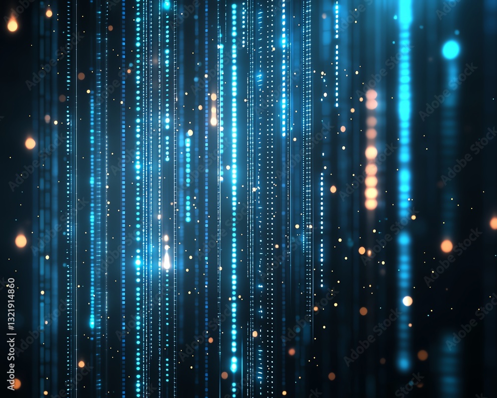 Poster a captivating digital abstract background featuring luminous blue lines and glowing particles. ideal