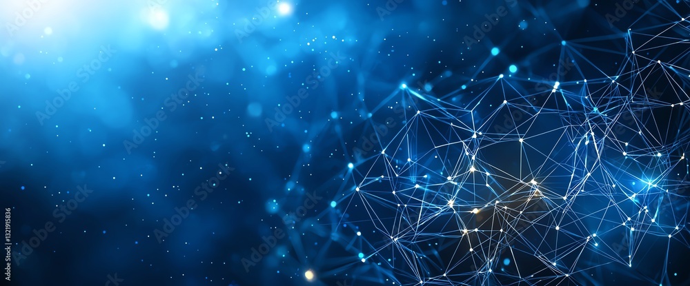 Poster a stunning abstract representation of digital connections and networks, showcasing intricate lines a