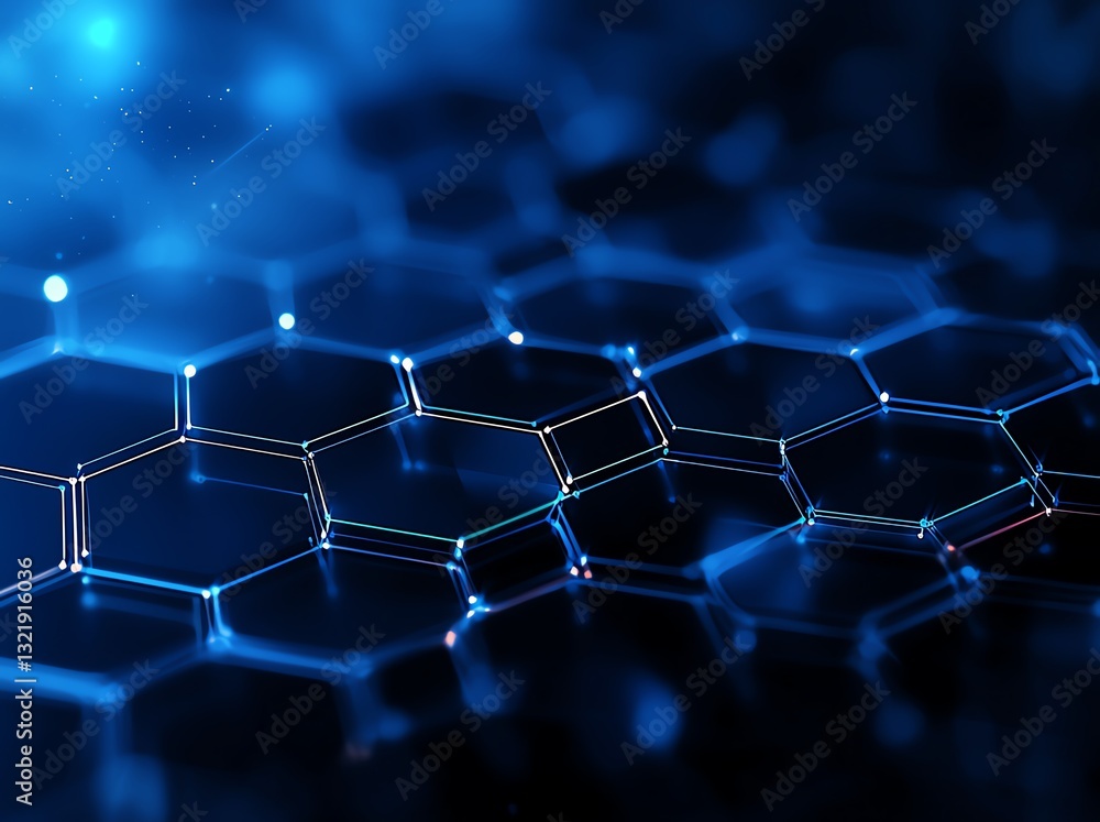 Poster this image showcases a mesmerizing blue hexagonal grid, symbolizing advanced technology and innovati