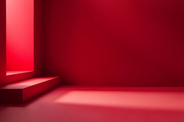 Obraz premium Vibrant Red Podium and Product Display Backgrounds for Branding, Marketing, and Product Showcases