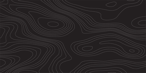 Abstract black and white wavy topography map background. Topography relief and topographic map wave line background. Vector illustration.