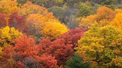 Fototapeta premium Autumn leaves surrounding the Blue Ridge Parkway in North Carolina