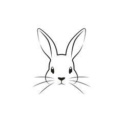 Cute and Playful Cartoon Rabbit Face Drawing for Easter and Spring Celebrations in Minimalist Style