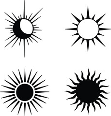 Set of Sun and Moon Symbols – Celestial and Tribal Vector Icons