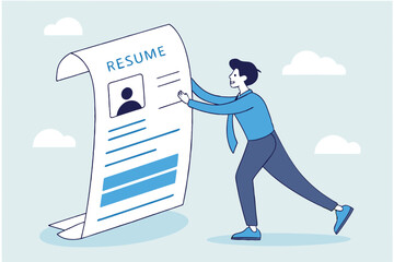 Work experience on resume, skill or qualification, biography or expertise, job opportunity, capability or competence, work certification concept, businessman put work experience on applicant resume.