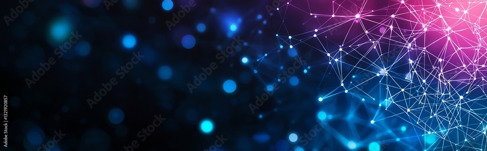 Poster a vibrant abstract background showcasing a network of colorful dots and connections, perfect for rep