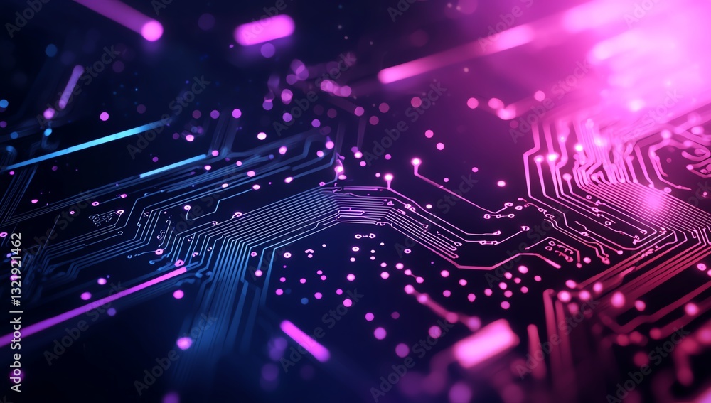Aufkleber a vibrant close-up of a circuit board featuring intricate lines and glowing lights. this captivating
