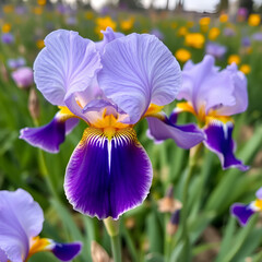 Close up of iris flowers as nature background.