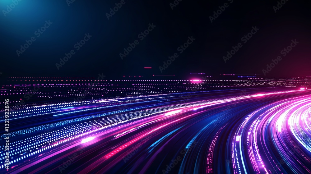 Poster a vibrant display of abstract light trails creates a dynamic sense of motion and speed in a digital 