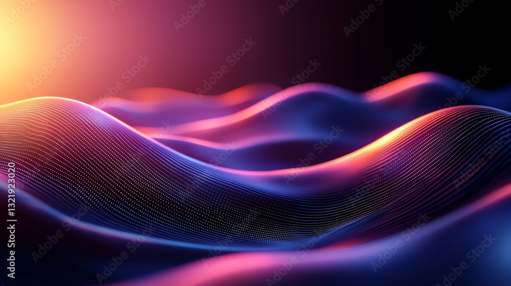 Poster abstract wave patterns in vibrant colors create a mesmerizing landscape. this digital art showcases 