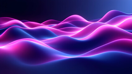 Futuristic Abstract Neon Waves Background – Glowing Purple and Blue Light Flowing Motion Design