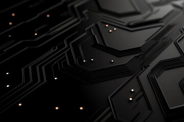 Close-up of a modern circuit board, showcasing intricate lines and connections