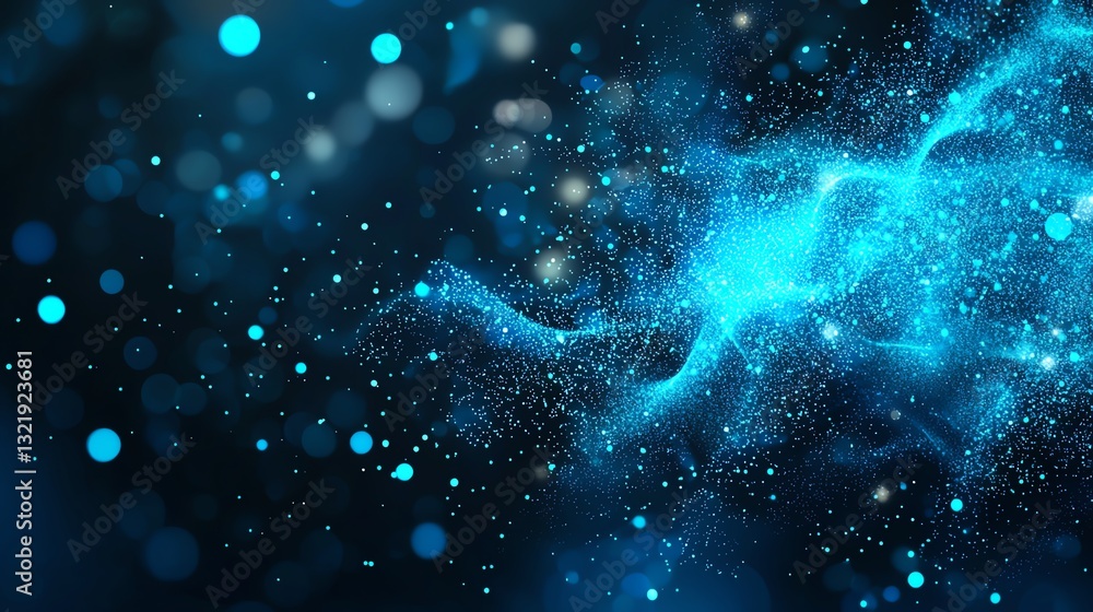 Poster this stunning abstract background features a swirl of luminous blue particles and light effects, per