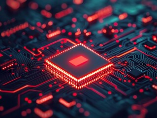 Exploring advanced technology microchip innovation in digital circuits futuristic environment close-up view