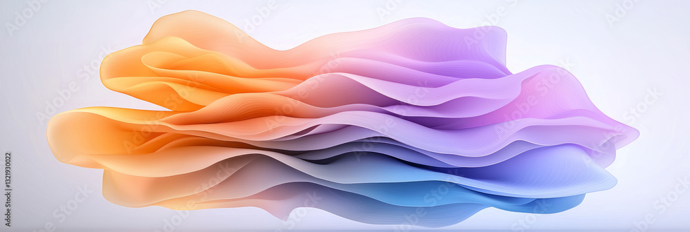 Poster a visionary digital rendering featuring vibrant abstract waves, gracefully floating in cyberspace