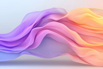A minimalist abstract design composed of flowing waves in vibrant pink and purple tones, their