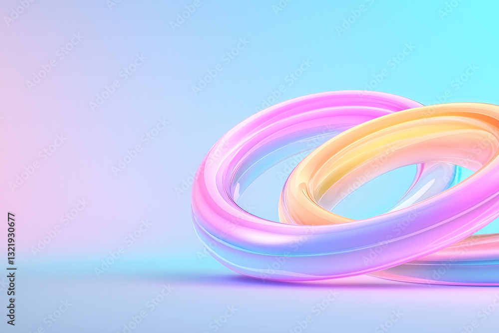 Poster a sleek digital rendering of luminous rings gently overlapping, their smooth curves softly