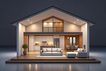 Modern house interior design, open concept